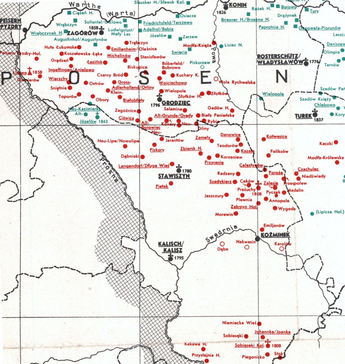 osady w 1938 r. między Kalischem, Władysławowem i Turkiem w 1938 r. autorstwa Albert Breyer