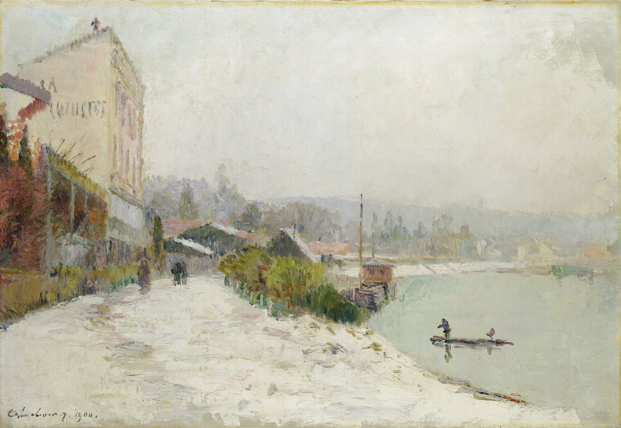 Sekwana w Bas-Meudon, śnieżna pogoda, 1900 autorstwa Albert Charles Lebourg