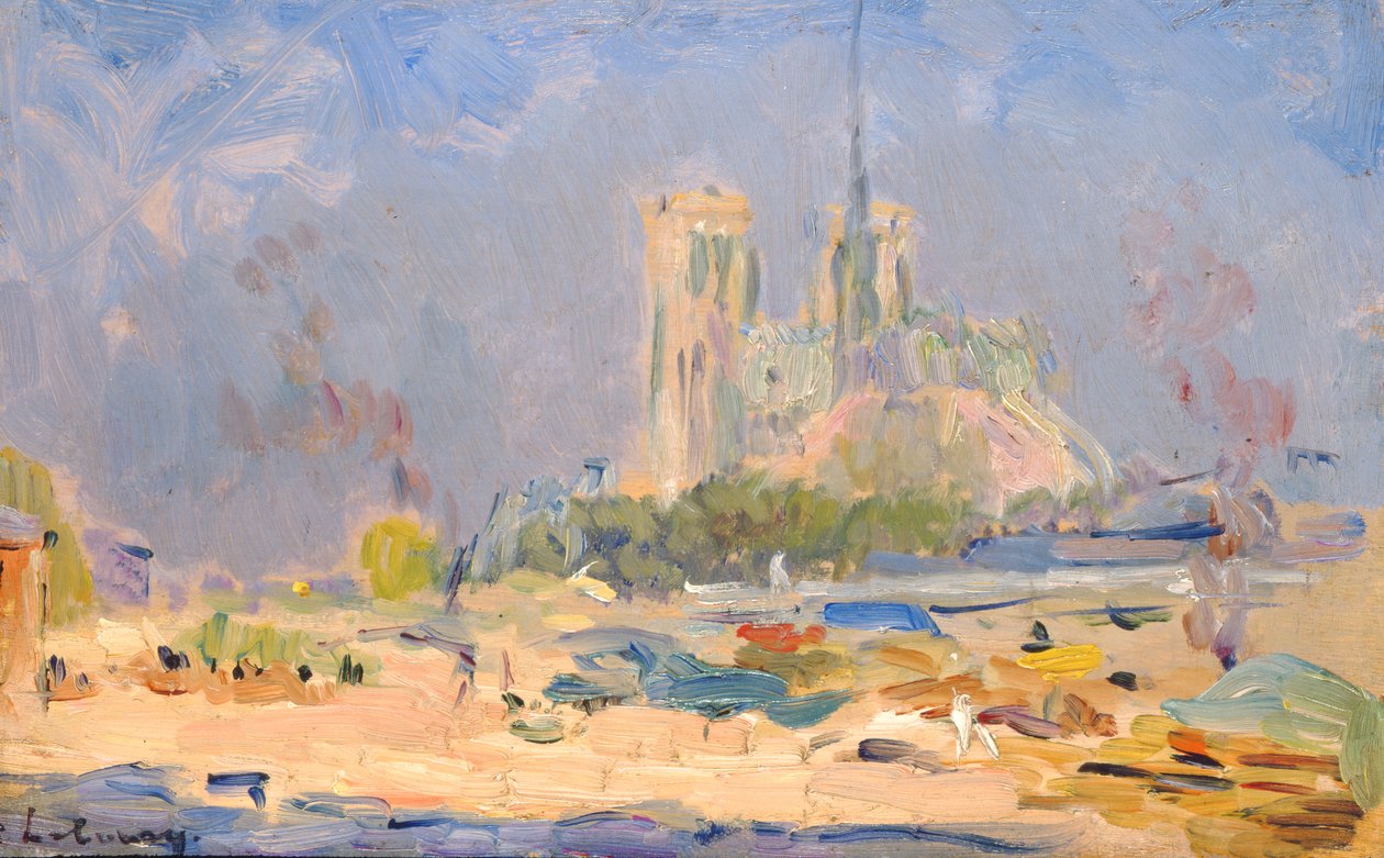 Quai de la Tournelle i Notre-Dame de Paris, 1884 autorstwa Albert Charles Lebourg