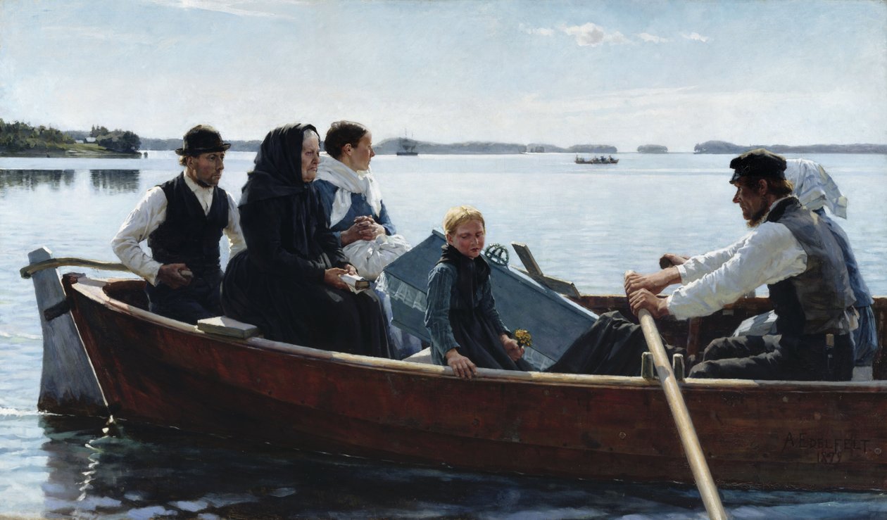 Lapsen ruumissaatto
Przewożenie trumny dziecka autorstwa Albert Gustaf Aristides Edelfelt