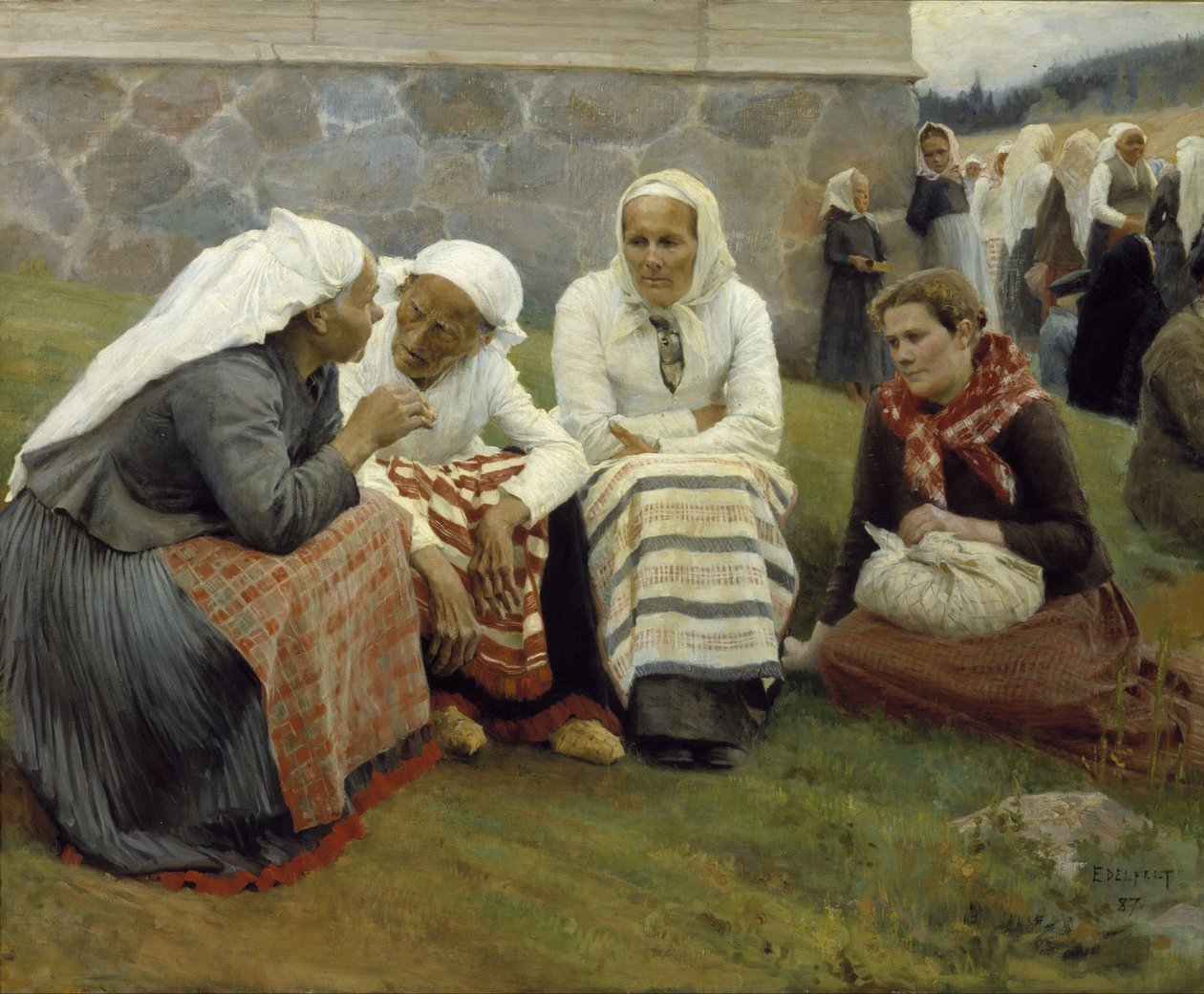 Kobiety poza Kościołem w Ruokolahti autorstwa Albert Gustaf Aristides Edelfelt