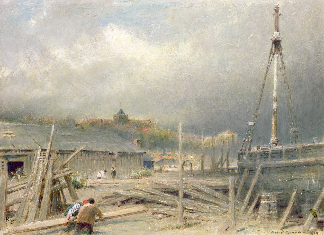 Budowa łodzi, żyto autorstwa Albert Goodwin