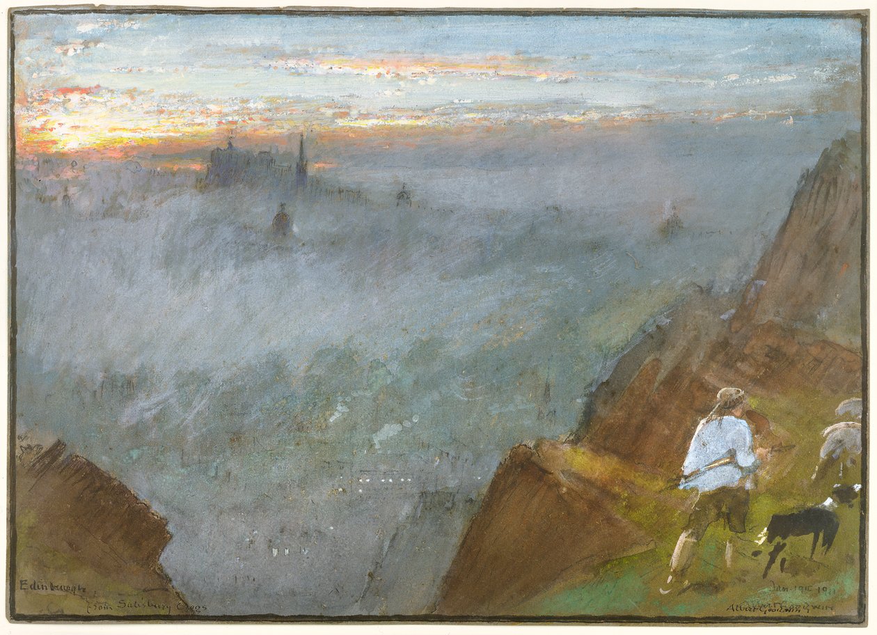 Edynburg z Salisbury Crags, 1917 autorstwa Albert Goodwin