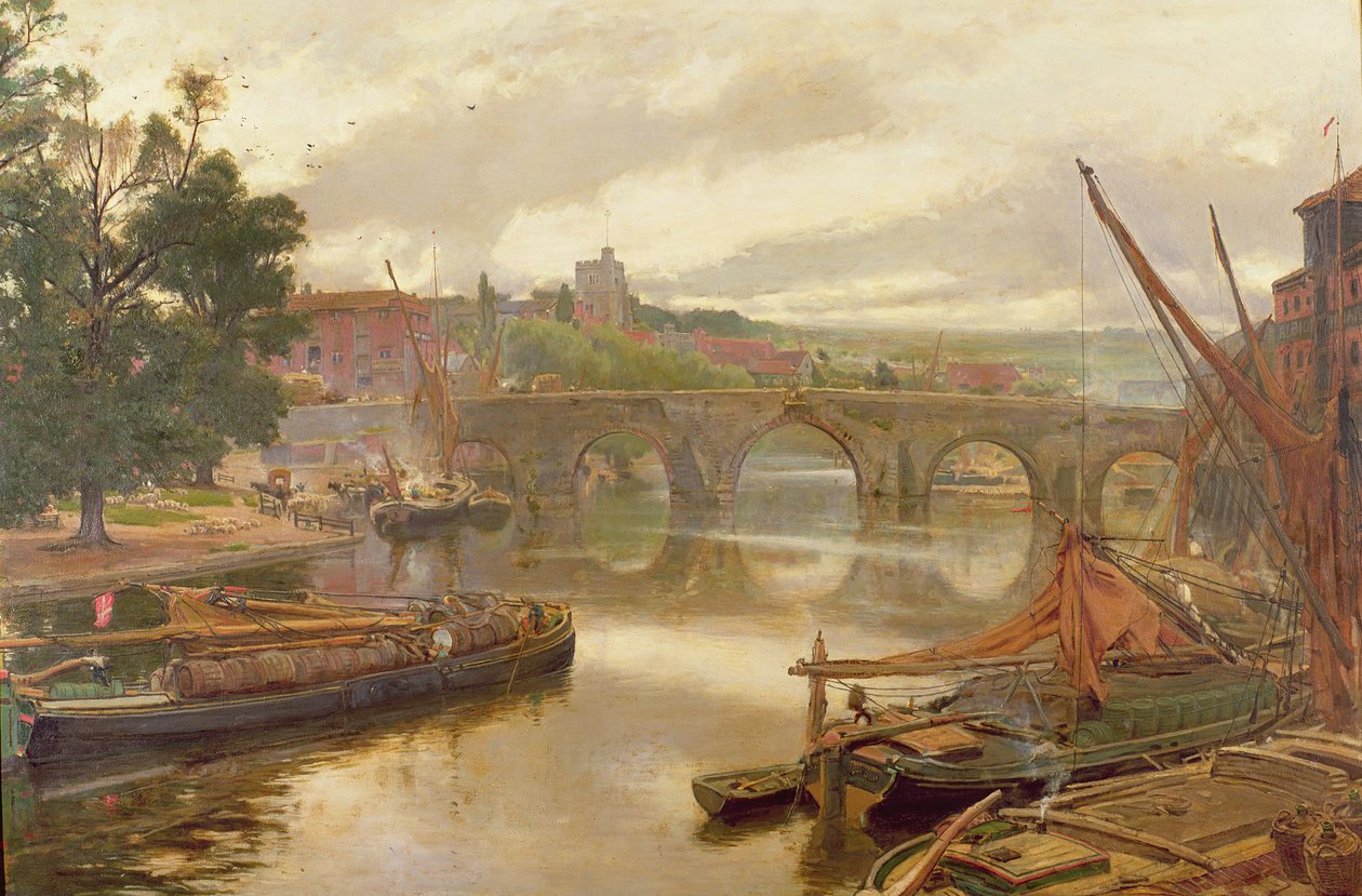 Stary most, Maidstone, widok na południe autorstwa Albert Goodwin