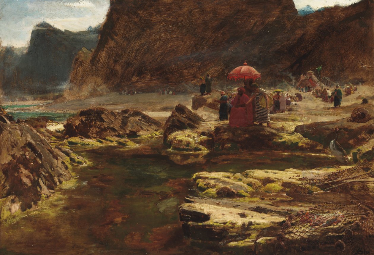 Sułtan i jego obóz nad zaczarowanym jeziorem autorstwa Albert Goodwin