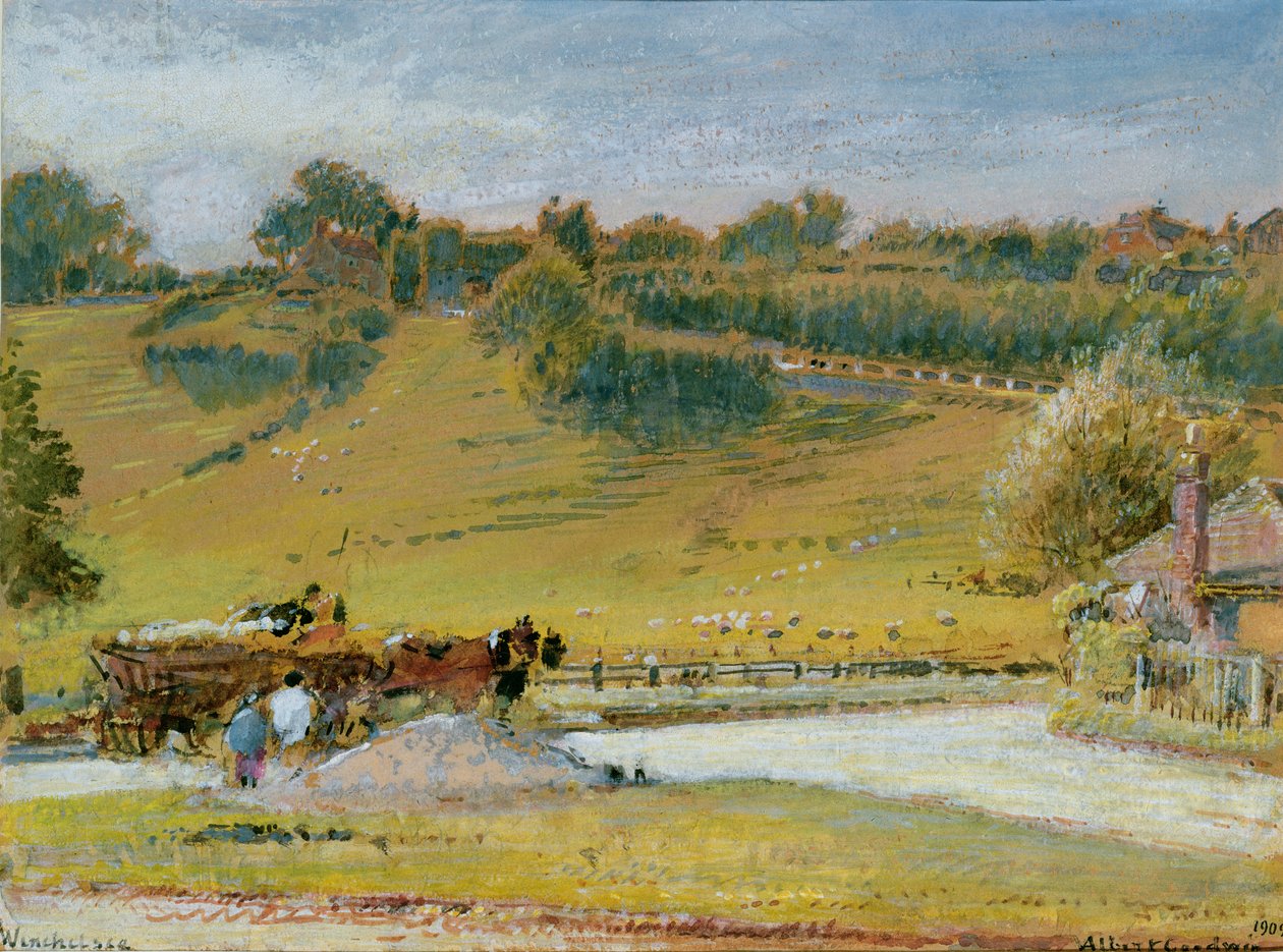 Winchelsea, 1909 (toaleta i kolor nadwozia z ołówkiem na papierze) autorstwa Albert Goodwin