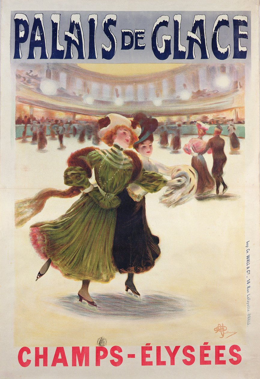 Plakat reklamujący lodowisko Palais de Glace na Polach Elizejskich autorstwa Albert Guillaume