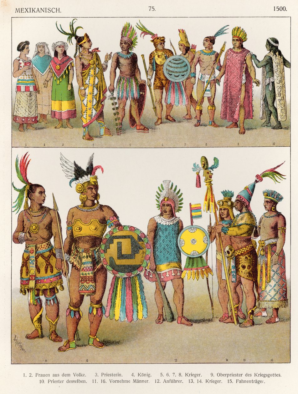 Sukienka meksykańska, ok. 1500, z „Trachten der Voelker”, 1864 autorstwa Albert Kretschmer