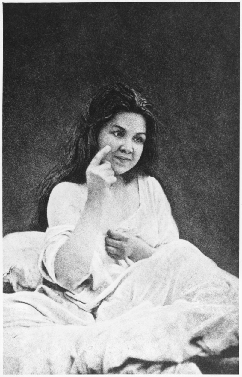 Halucynacja słuchowa, z "Iconographie de la Salpetriere" Desire Magloire Bourneville (1840-1909) i Paul Regnard (1850-1927) 1878 autorstwa Albert Londe