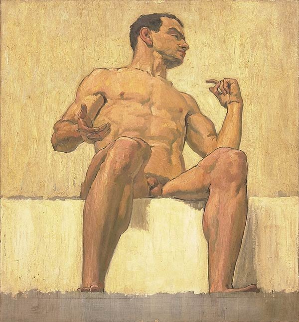 Siedzący mężczyzna nago autorstwa Albert Maennchen