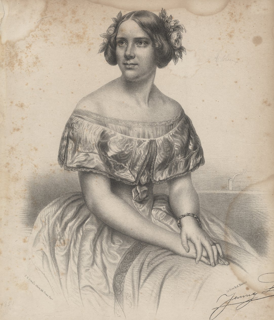 Jenny Lind, z nut do „Melodii szwedzkich, utworów i pieśni operowych”, 1851 autorstwa Albert Newsam
