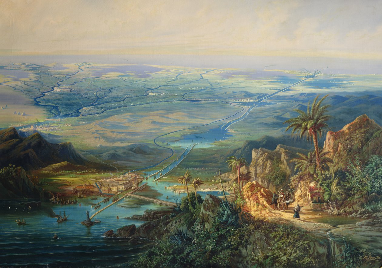 Kanał Sueski, 1864 autorstwa Albert Rieger