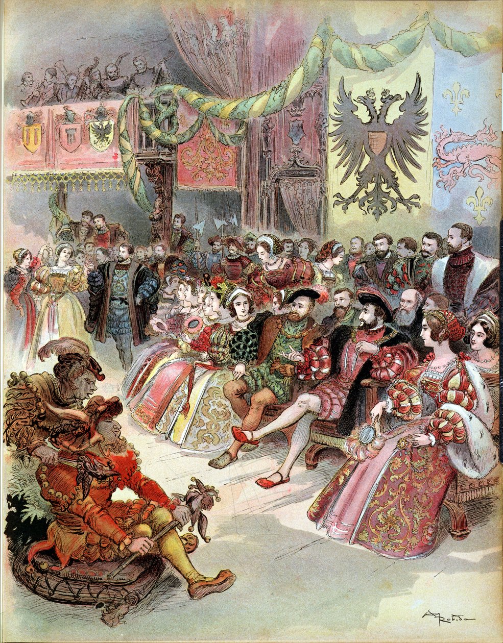 Bal na Dworze Franciszka I (1494-1547) 1909 autorstwa Albert Robida