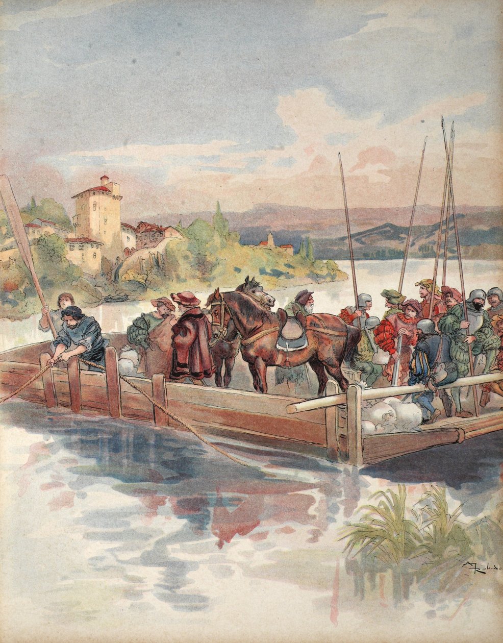 Lot Burbonów, ilustracja z "Francois Ier: Le Roi Chevalier, George G. Toudouze, pub. 1909 autorstwa Albert Robida