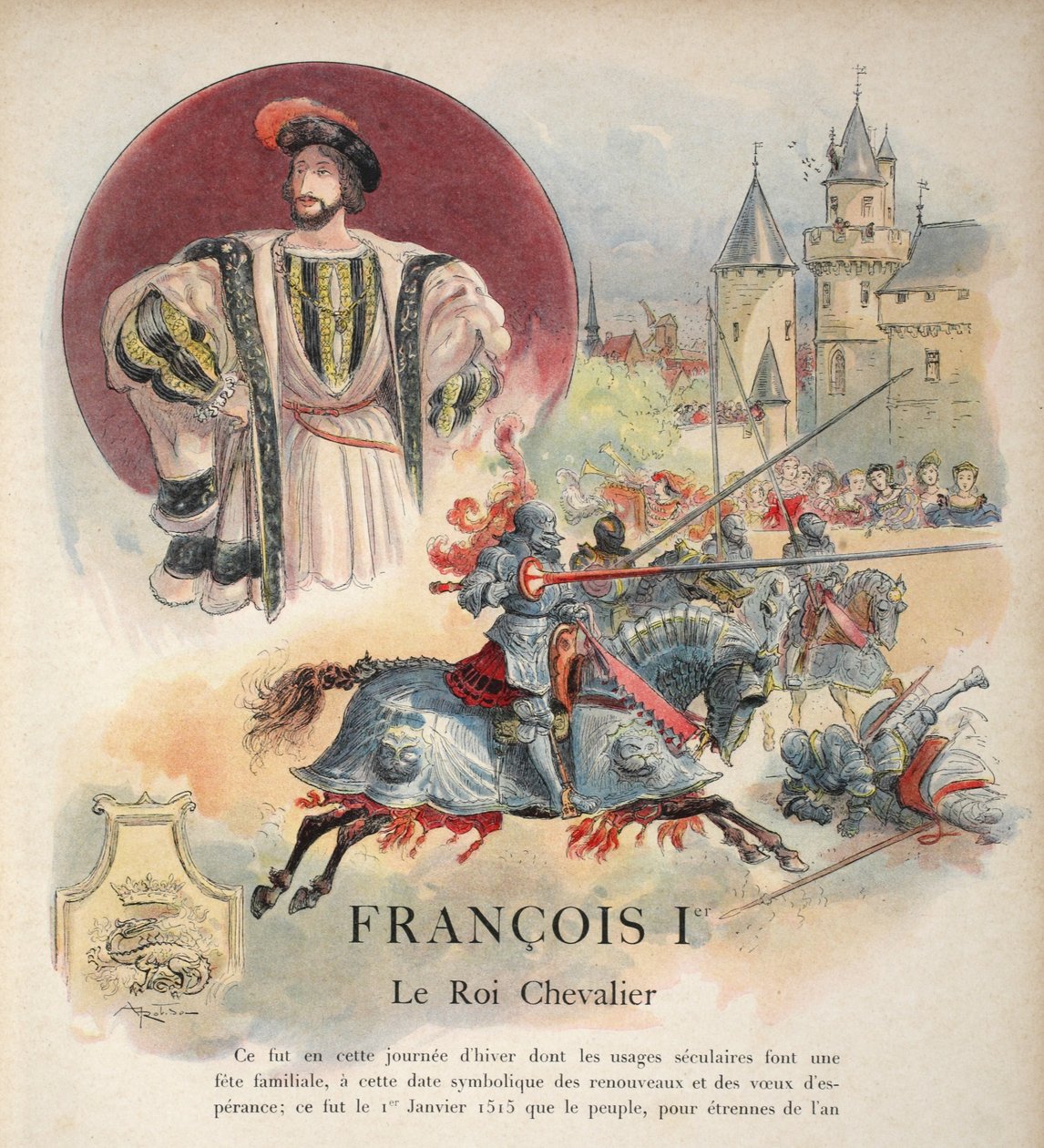 Frontispiece, „Francois Ier: Le Roi Chevalier”, George G. Toudouze, wyd. 1909 autorstwa Albert Robida