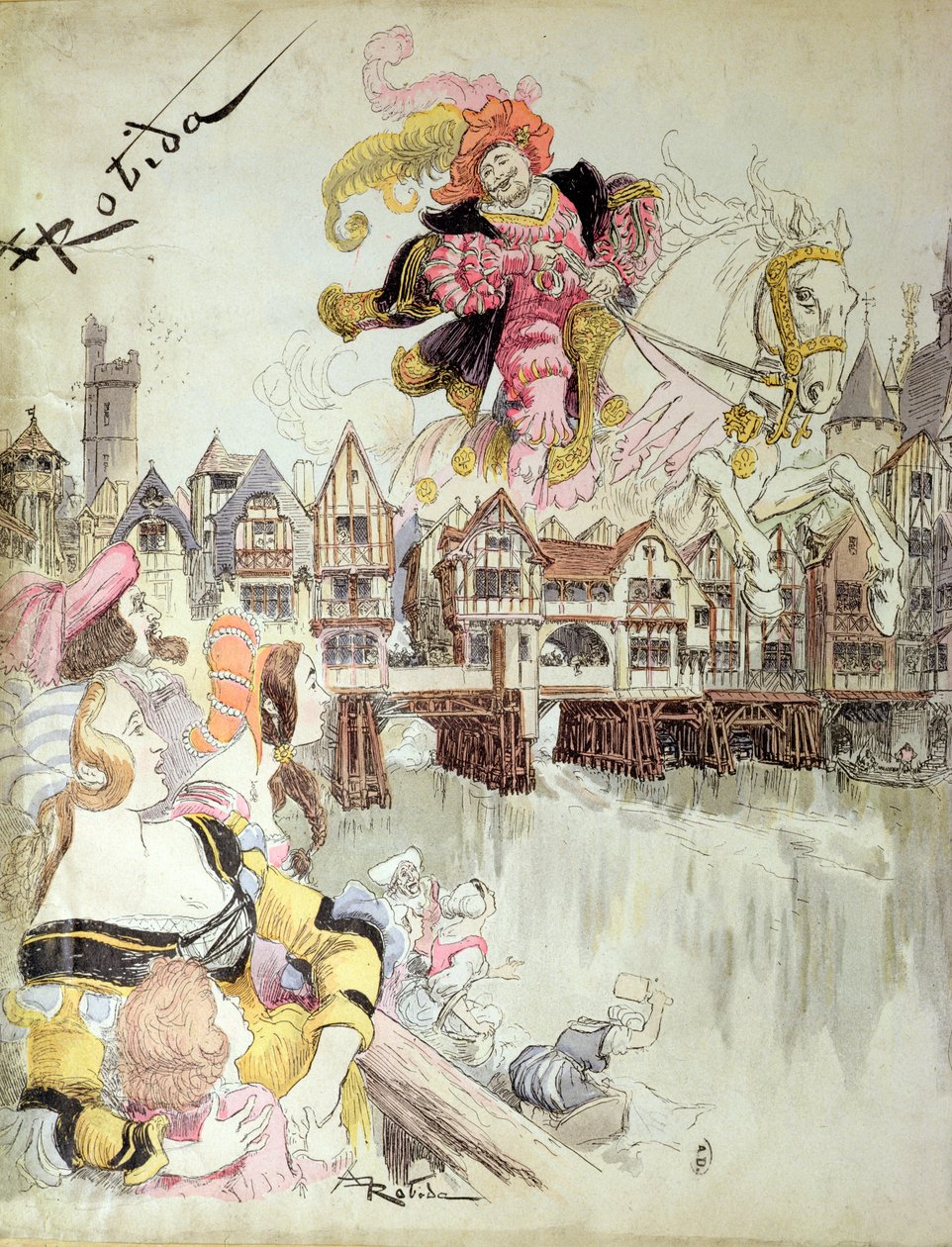 Gargantua, ilustracja z Dzieł Wszystkich Francois Rabelais (1494-1553) ok.1880 autorstwa Albert Robida