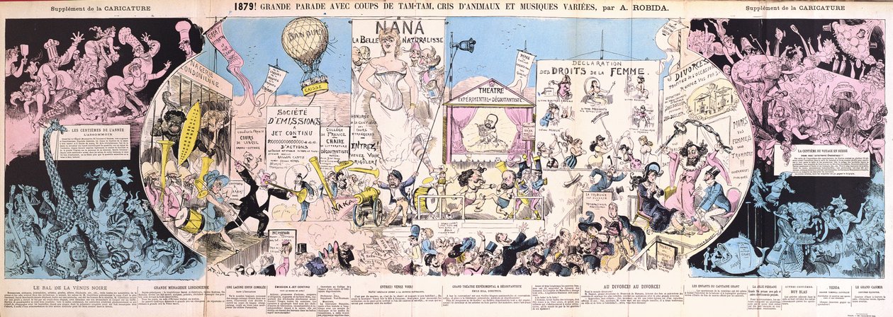 Grande Parade", rozkładana karykatura z "La Caricature", 1880 r. autorstwa Albert Robida