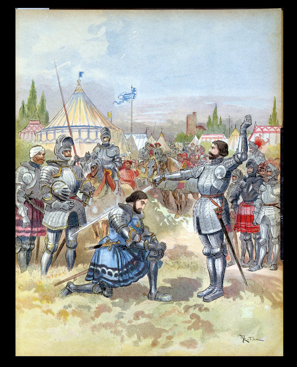 Pierre du Terrail (1476-1524) Kawaler de Bayard pasujący na rycerza Franciszka I (1494-1547) 1909 autorstwa Albert Robida