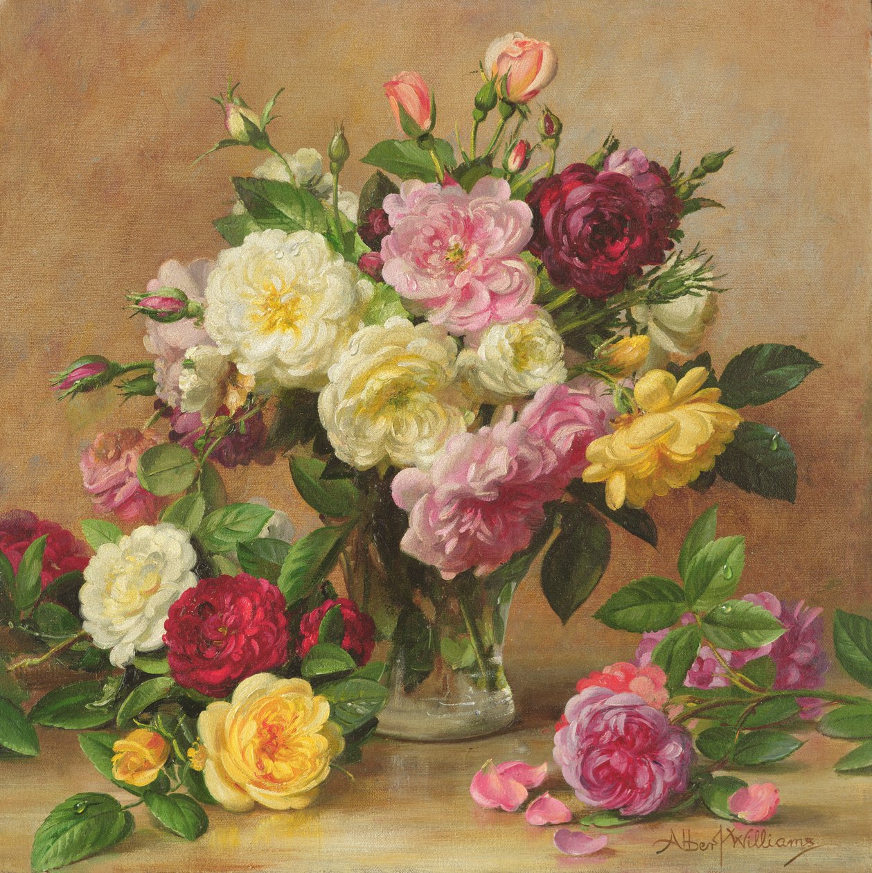 AB3052 Staroświeckie wiktoriańskie róże, 1995 autorstwa Albert Williams