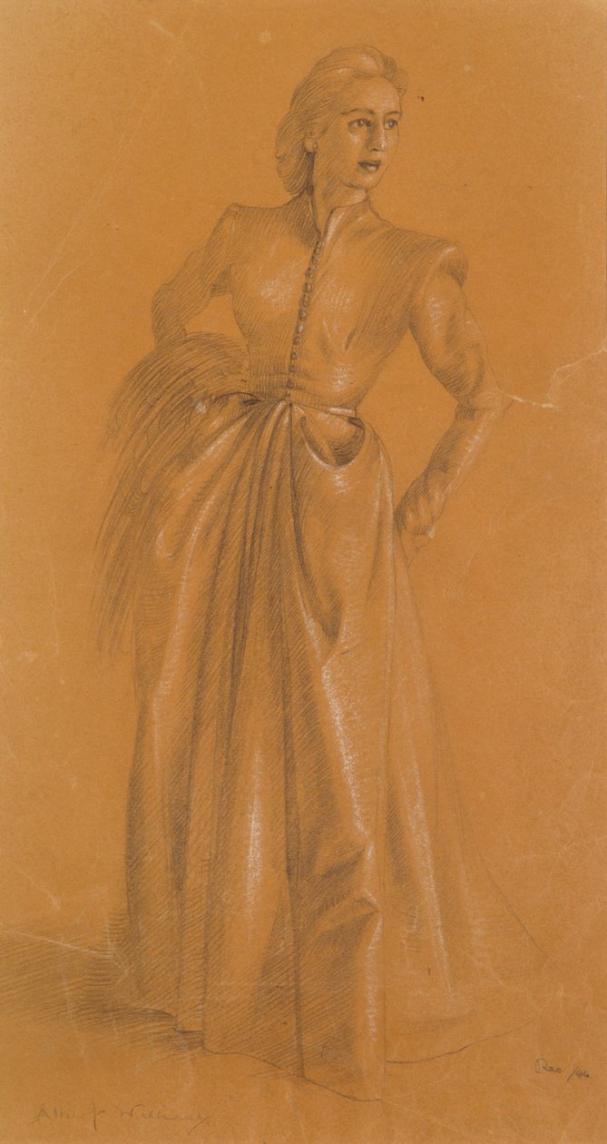 Studium do kostiumu, 1949 (ołówek i kreda na papierze) autorstwa Albert Williams