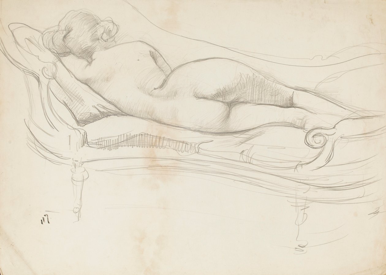 Spanie nago na sofie autorstwa Albert de Belleroche