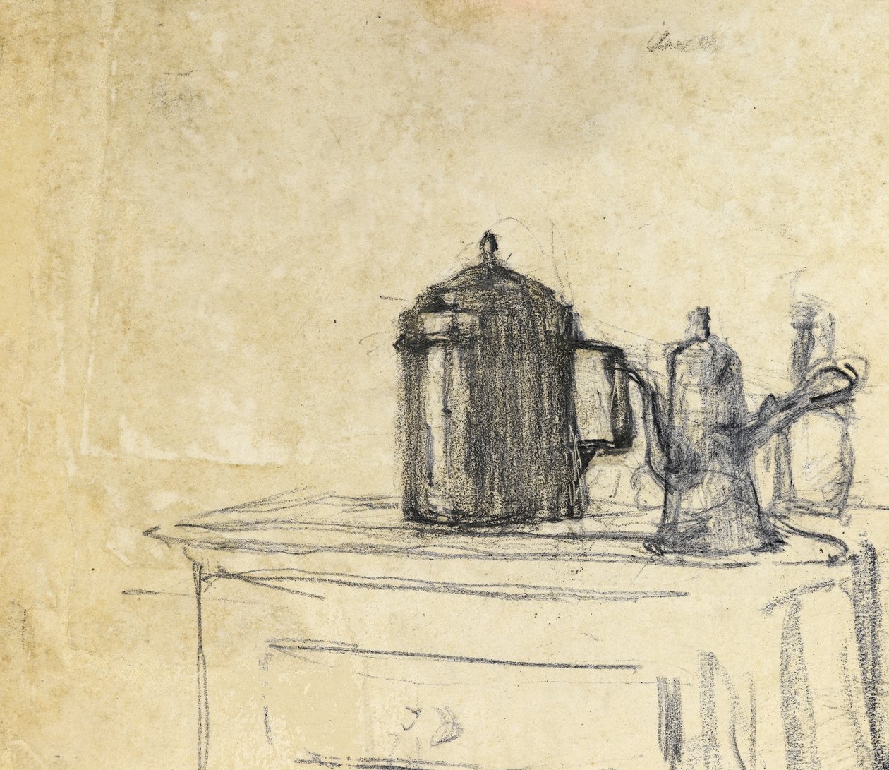 Martwa natura dzbanków, ok. 1890 (czarna kreda na papierze) autorstwa Albert de Belleroche