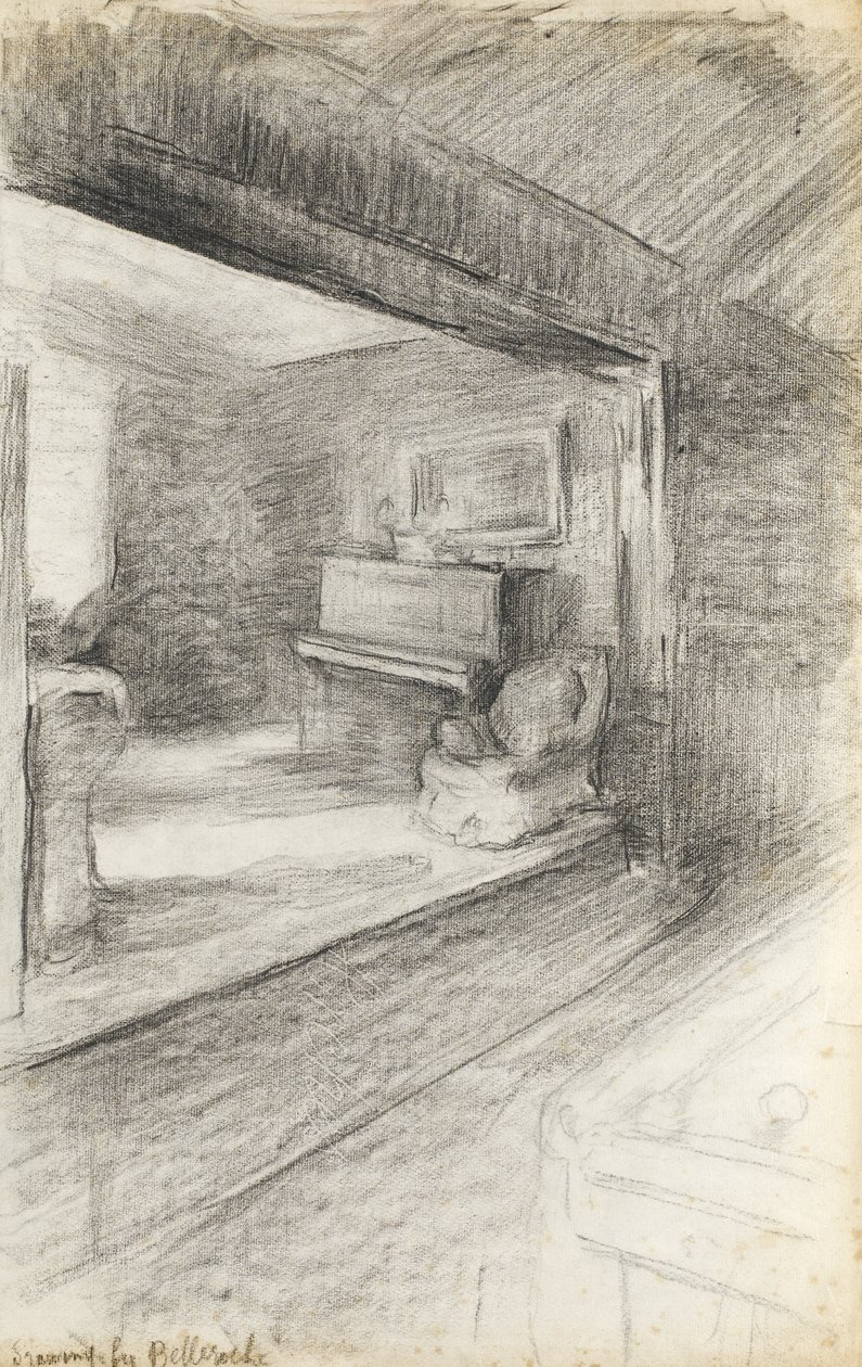 Salon artystów, ok. 1890 (czarna kreda na papierze) autorstwa Albert de Belleroche