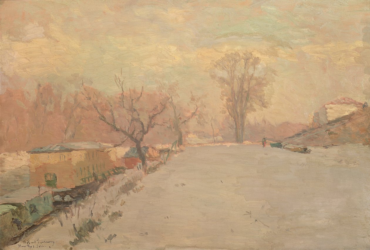 Droga nad Sekwaną w Neuilly zimą, ok. 1888 r. autorstwa Albert Charles Lebourg