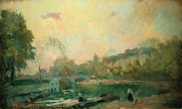 Wzdłuż Sekwany (olej na płótnie) autorstwa Albert Charles Lebourg