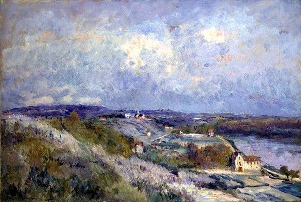 Wzgórza w Herblay na wiosnę (olej na płótnie) autorstwa Albert Charles Lebourg
