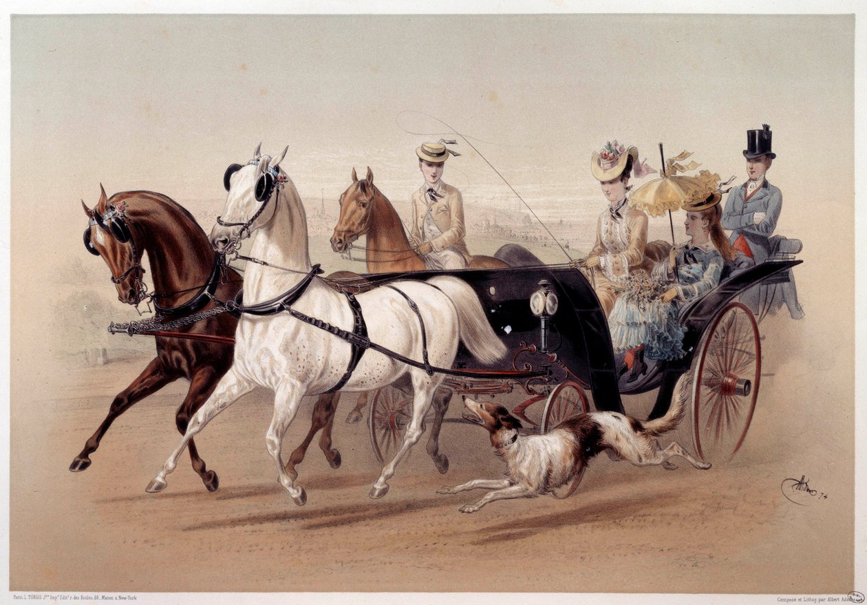 Samochód Wiktorii i konie Tarbes Rycina Alberta Adama (1833-?) XIX-wieczny Paryż, Musee Carnavalet autorstwa Albert Adam