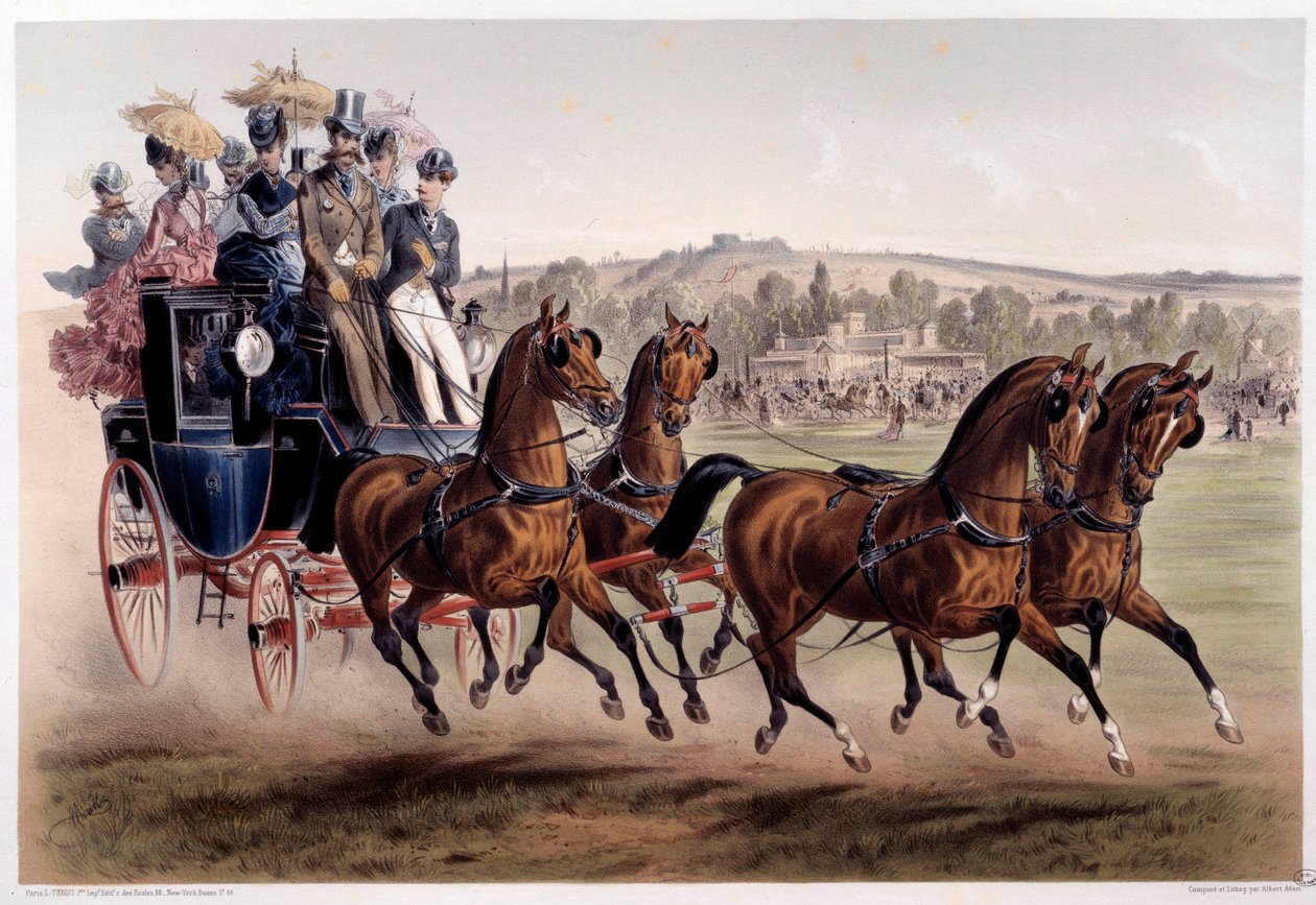 Kareta pocztowa, powrót wyścigów Druk Alberta Adama (1833-?) XIX w. Paryż, Musee Carnavalet autorstwa Albert Adam