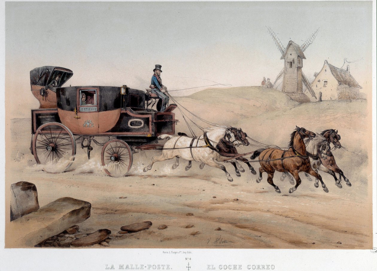 Słup kufra zasługujący na miasto Saint Etienne Litografia Alberta Adama (1833-?) XIX-wieczny Paryż, Musee Carnavalet autorstwa Albert Adam