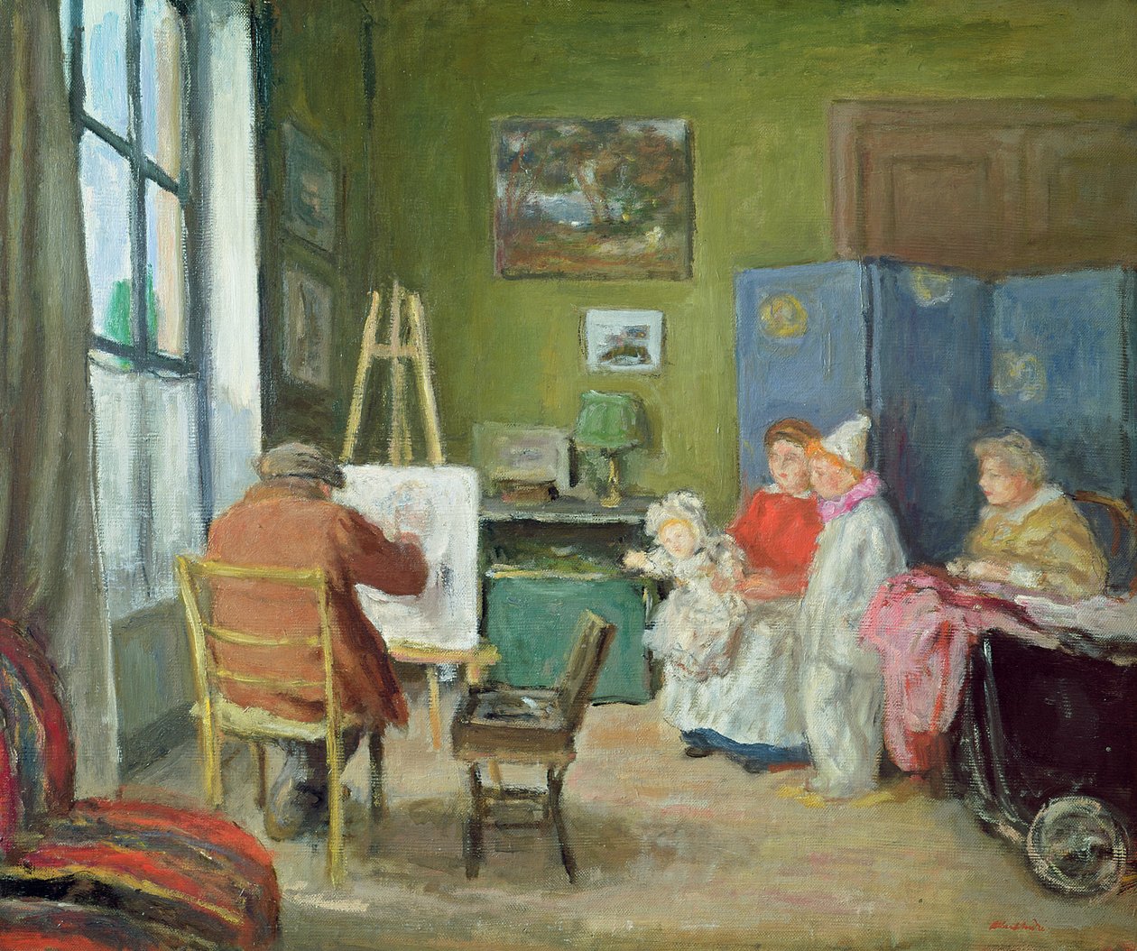 Renoir malujący swoją rodzinę, Rue Caulaincourt autorstwa Albert Andre