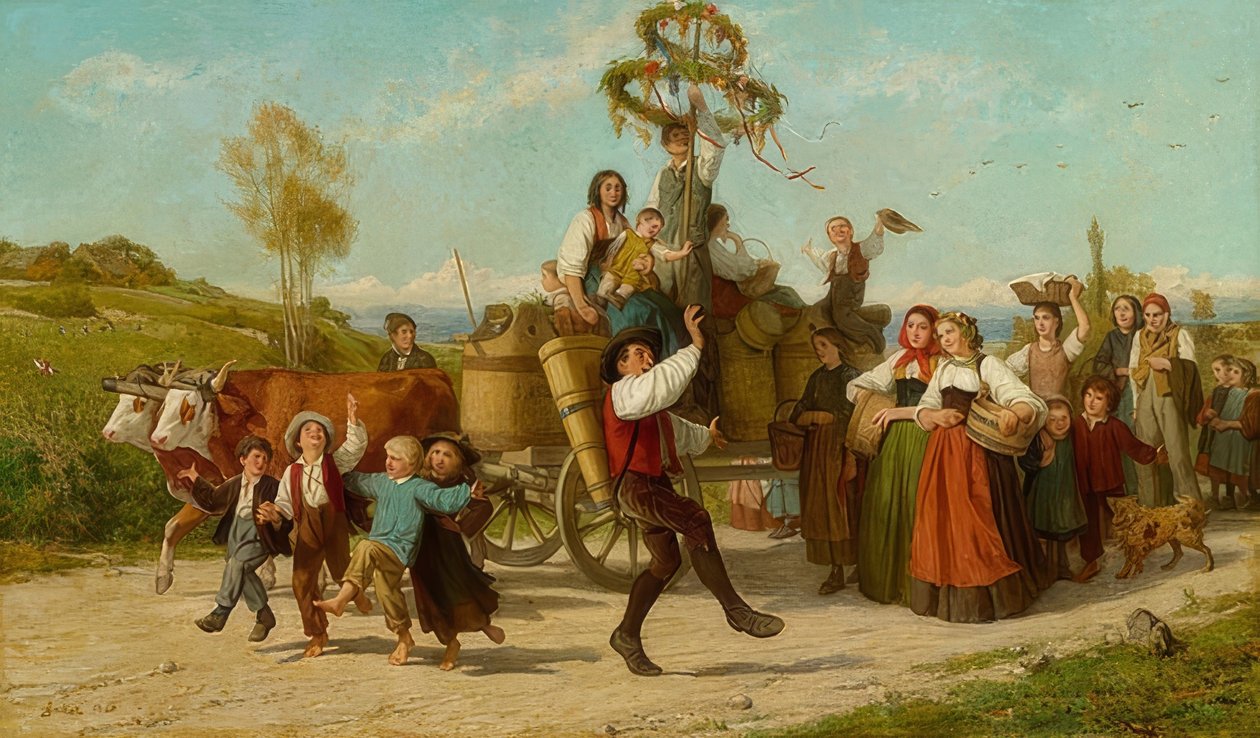 Festiwal Winiarzy. 1865 autorstwa Albert Anker