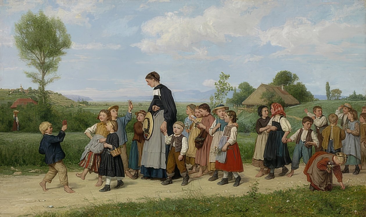 Spacer szkolny. 1872 autorstwa Albert Anker