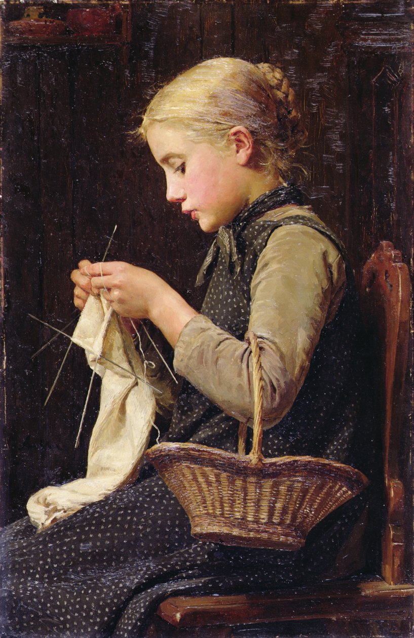 Dziewczyna na drutach autorstwa Albert Anker
