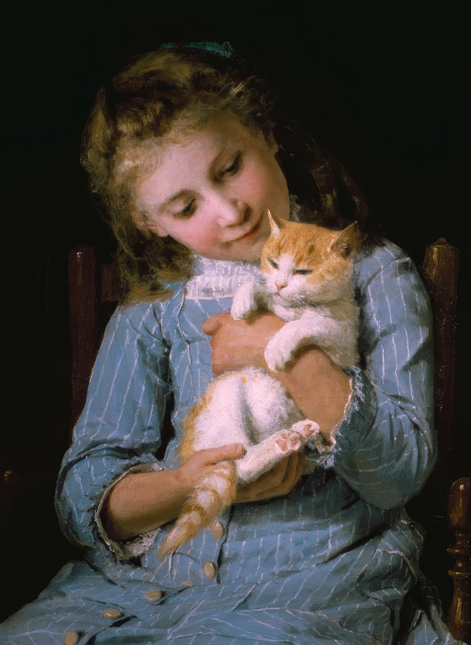 Dziewczyna z kotem autorstwa Albert Anker