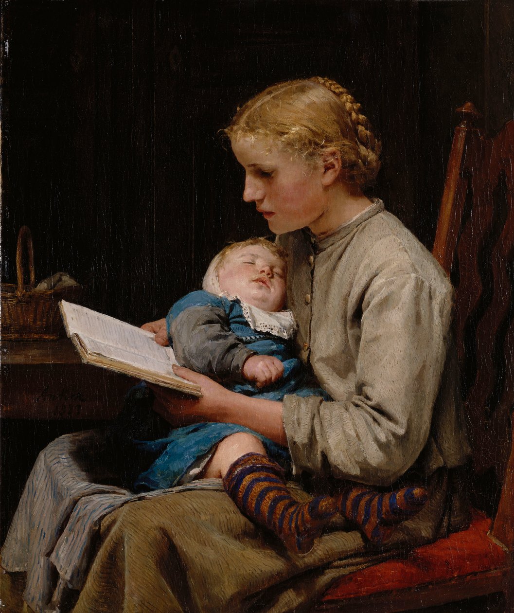 Róża i Bertha Gugger, 1883 autorstwa Albert Anker