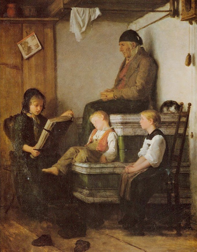 niedzielne popołudnie autorstwa Albert Anker