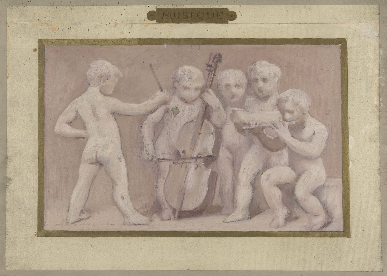 Szkic do Salle des Fêtes w Hôtel de Ville de Paris: Muzyka, między 1889 a 1895 (olej na ołówku, papier) autorstwa Albert Aublet