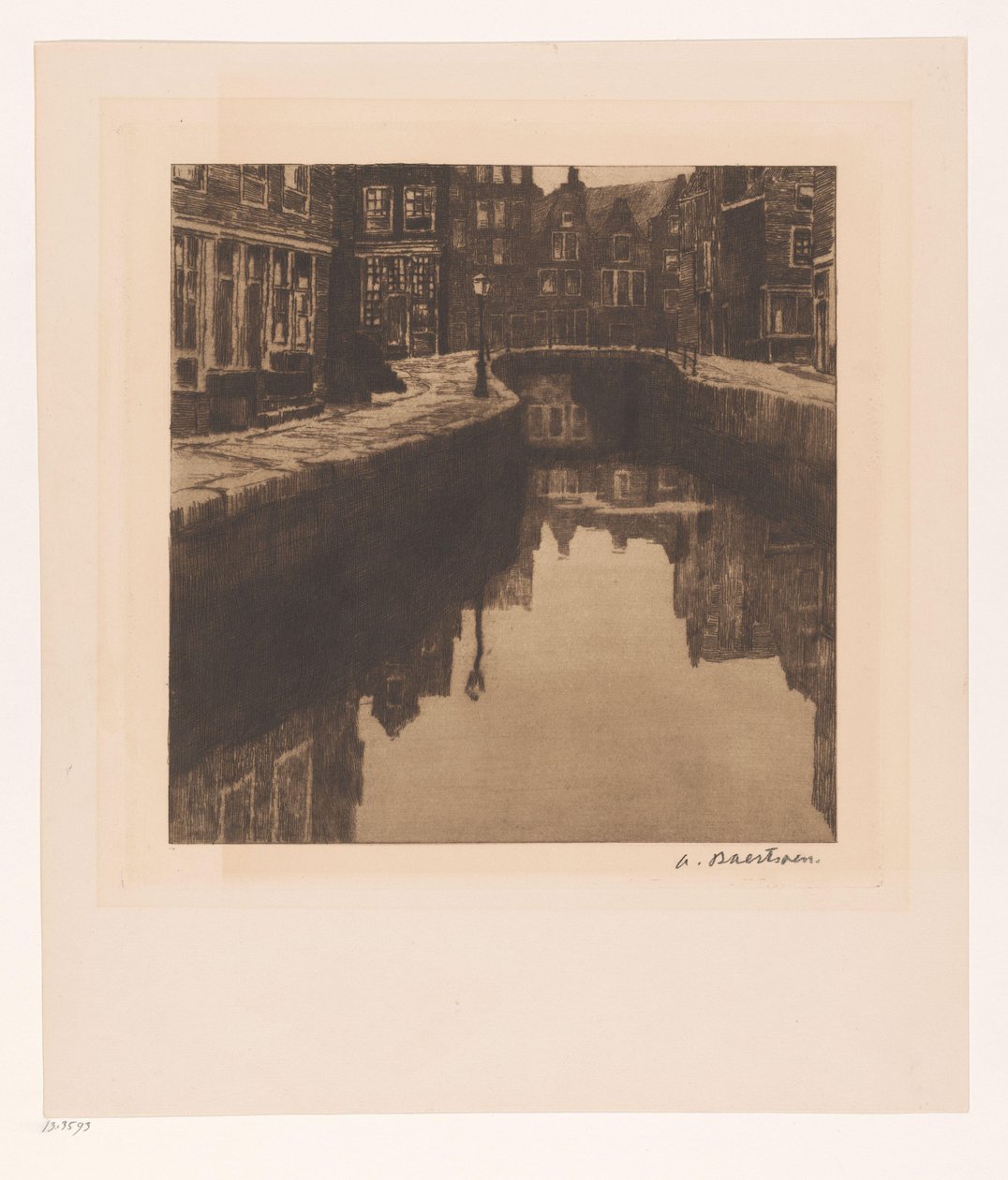 Widok na Krom Boomssloot w Amsterdamie autorstwa Albert Baertsoen (signed by artist)