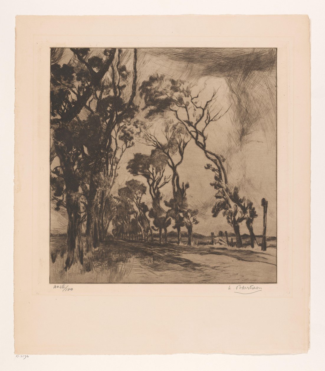 Krajobraz z aleją w kierunku Ostendy autorstwa Albert Baertsoen (signed by artist)
