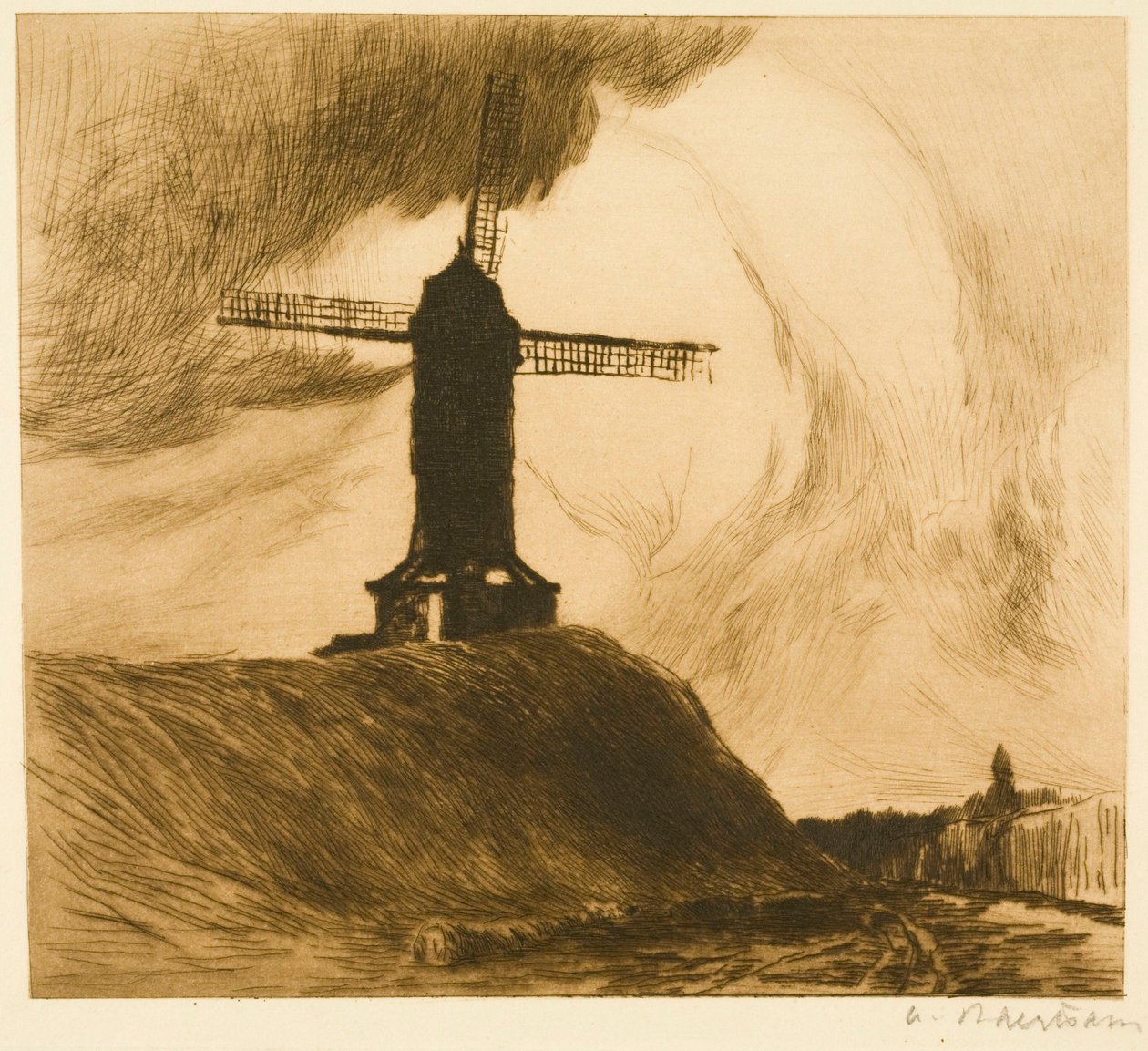 Mühle auf den Wällen I (Brügge) autorstwa Albert Baertsoen