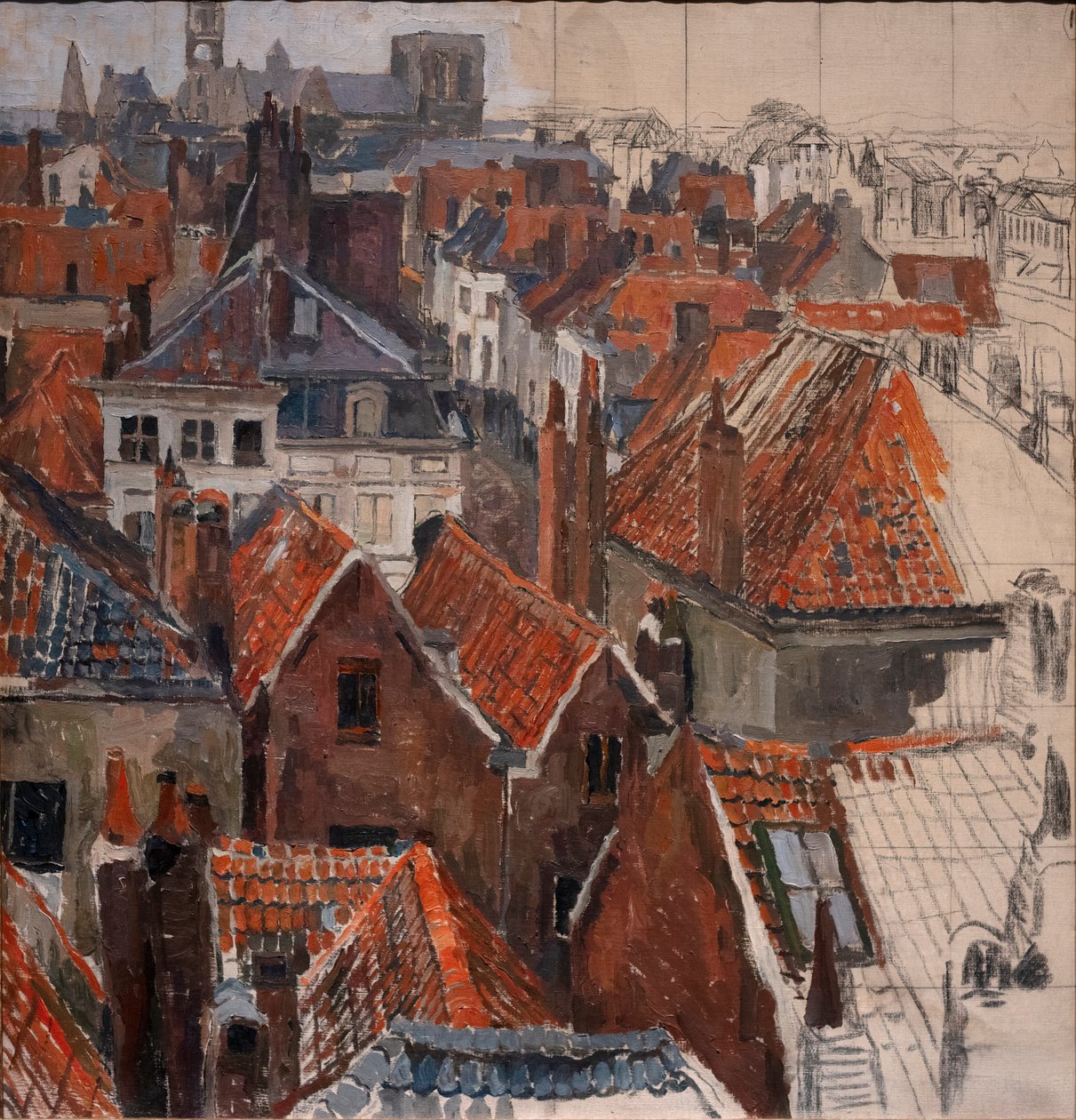 Dachy Gandawy (wersja niedokończona), ok. 1920-22 (olej na płótnie) autorstwa Albert Baertsoen