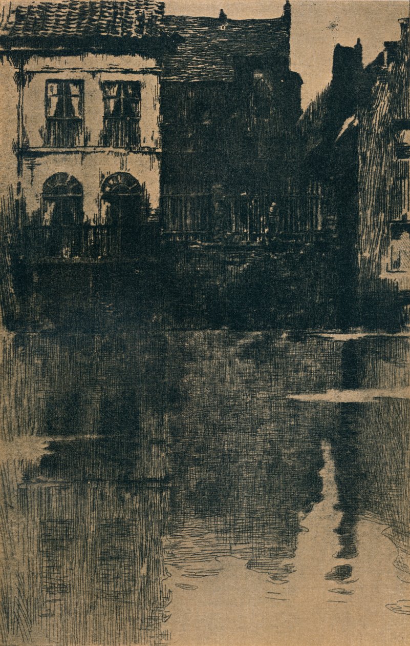 Stare domy nad wodą, ok. 1886-1906, 1906-7 autorstwa Albert Baertsoen