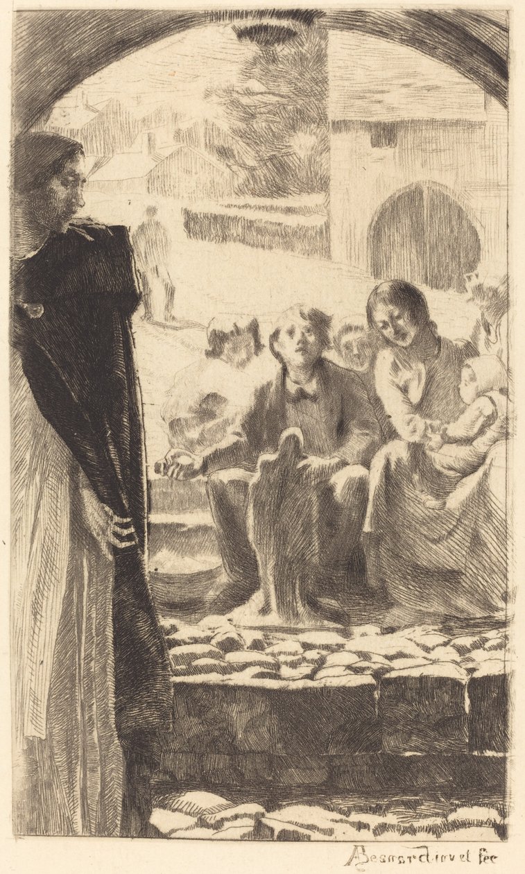 Pierre kopiuje Dziewicę z portalu kościoła Marly autorstwa Albert Besnard
