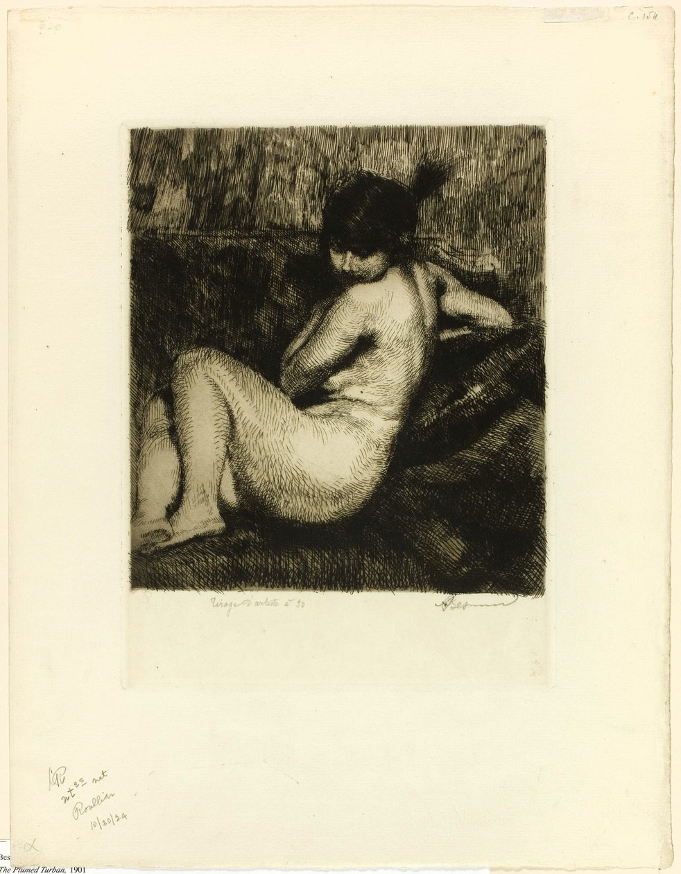 Turban z piórami autorstwa Albert Besnard