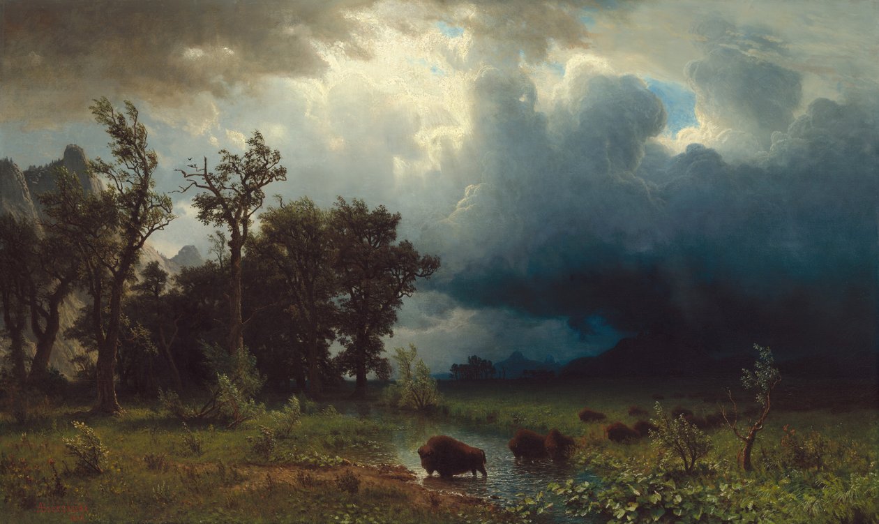 Buffalo Trail: Nadciągająca burza autorstwa Albert Bierstadt