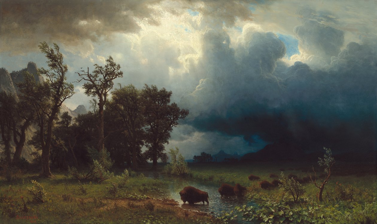 Buffalo Trail: Nadchodząca burza autorstwa Albert Bierstadt